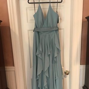 Turquoise Ruffled Prom Dress